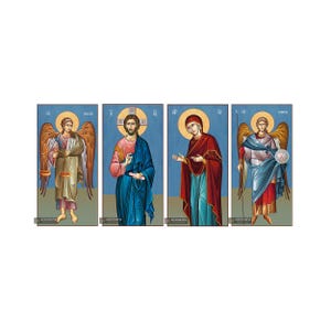 Conjunto de 4 iconos de la catedral: Jesucristo, la Virgen María, los arcángeles Miguel y Gabriel