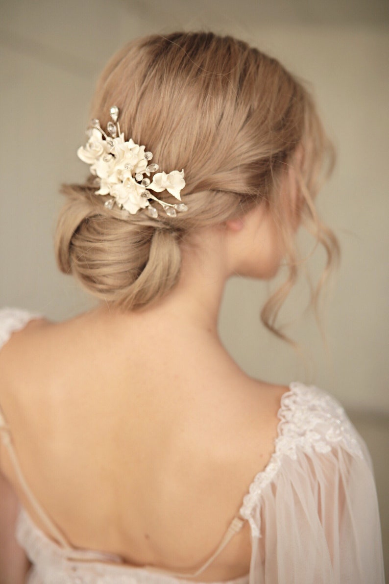 Hair combs for wedding.Bridal comb hairpiece.Ivory bridal hair Etsy