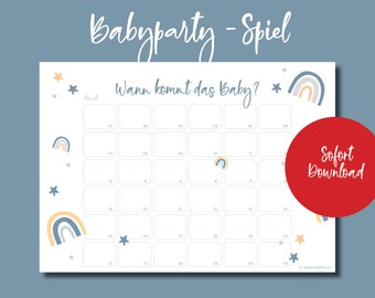 Stadt Land Baby Babyparty Ratespiel Spiel Regenbogen In Blau Etsy