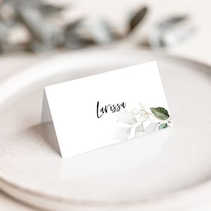 Namenskarte Platzkarte Taufe Hochzeit Kommunion • grüne Blätter• beschreibbar • 2 Seiten • Konfirmation Segnung • TA 0009