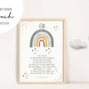 Segenswunsch Taufe • Taufgeschenk • Regenbogen Grün • Mädchen Junge • Geschenk • Bild • personalisiert • als Print PDF • PA 0054