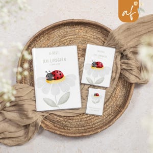Set U-Heft und Impfpass personalisiert • Marienkäfer Blume • Geschenk zur Geburt Geschenkidee für Babys • Schutzhülle mit Namen• UH 0004c