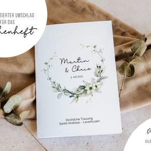 DIGITAL Kirchenheft • Hochzeit Umschlag • freie Trauung • DIN A4 • personalisiert PDF • Taufe • grüne Blätter 2 • H0 0003