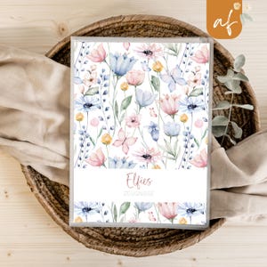 personalisierte Zeugnismappe • Blumen Rosa Blau • Geschenkidee Einschulung Schulkind • Junge Mädchen • Mappe für Zeugnisse • SP 0177