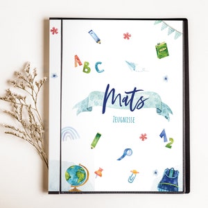 personalisierte Zeugnismappe • Schulprodukte Blumen • Geschenkidee Einschulung Schulkind • Junge Mädchen • Mappe für Zeugnisse • SP 0073