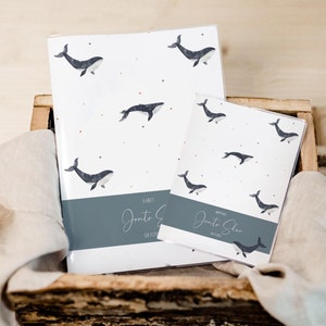 U-heft Set U-Heft und Impfpass personalisiert • Wal Meer • Geschenk zur Geburt • Geschenkidee für Babys • Schutzhülle mit Namen • UH 0047