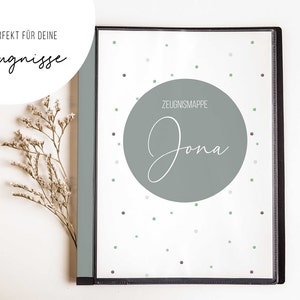 personalisierte Zeugnismappe • Punkte Blau • Geschenkidee Einschulung Schulkind • Zeugnis • Junge Mädchen • Mappe für Zeugnisse • SP 0049