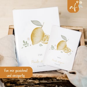 Set U-Heft und Impfpass personalisiert • Zitrone Blume • Geschenk zur Geburt • Geschenkidee für Babys • Schutzhülle mit Namen • UH 0007