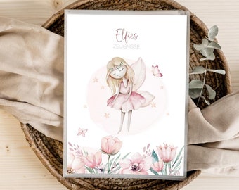 Certificate folder elf pink flowers • certificate certificates • certificate folder • personalized • girls • school enrollment • Elief Blond