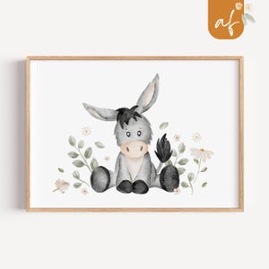Poster Esel • Bild Kinderzimmer • Kinderzimmerbild • Geschenk Mädchen Junge Baby • Tierposter Kinder • A5 A4 und A3 Poster • KZ 002