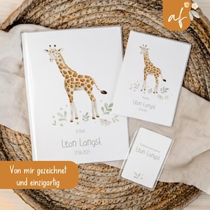 U-heft Set U-Heft und Impfpass personalisiert • Giraffe • Geschenk zur Geburt • Geschenkidee für Babys • Schutzhülle mit Namen • UH 0042