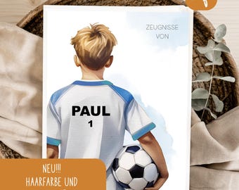 personalisierte Zeugnismappe • Fußball Fußballfan • Geschenkidee Einschulung Schulkind • Junge Mädchen • Mappe für Zeugnisse • SP 0191