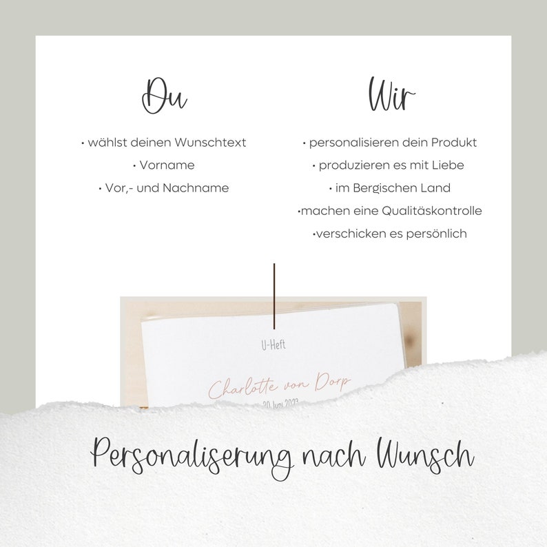 Set U-Heft und Impfpasshülle Ente Blumen Rosa Geschenk zur Geburt personalisiert Bild 5