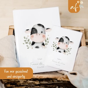 Set U-Heft und Impfpass personalisiert • Kuh Bauernhof • Geschenk zur Geburt • Geschenkidee für Babys • Schutzhülle mit Namen • UH 0071