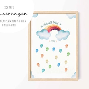 Fingerprint Regenbogen • Blau • Babyparty Taufe Kommunion Konfirmation • Geschenk • personalisiert • Print oder PDF • FP 010