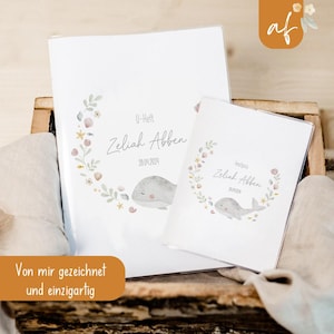 U-heft Set U-Heft und Impfpass personalisiert • Wal • Geschenk zur Geburt • Geschenkidee für Babys • Schutzhülle mit Namen • UH 0095