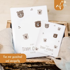 U-heft Set U-Heft und Impfpass personalisiert • Bär Bären • Geschenk zur Geburt • Geschenkidee für Babys • Schutzhülle mit Namen • UH 0078
