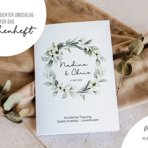 DIGITAL Kirchenheft • Hochzeit Umschlag • freie Trauung • DIN A4 • personalisiert PDF • Taufe • grüne Blätter • H0 0010