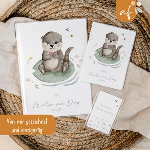 Set U-Heft und Impfpass personalisiert • Otter • Geschenk zur Geburt • Geschenkidee für Babys • Schutzhülle mit Namen • UH 0005