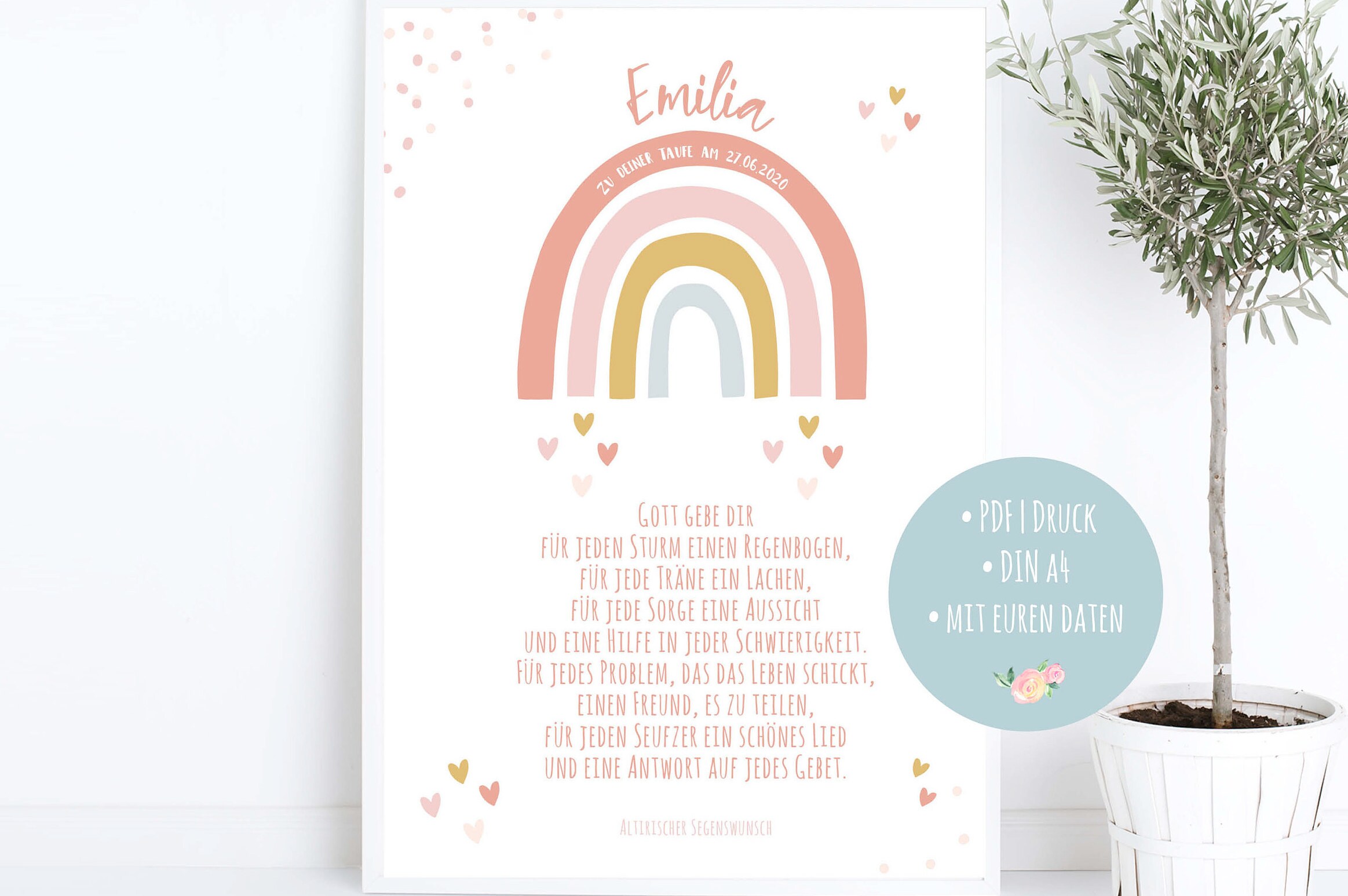 Baptism gift baptism from 9.90 Euro rainbow in pink mustard girl gift…