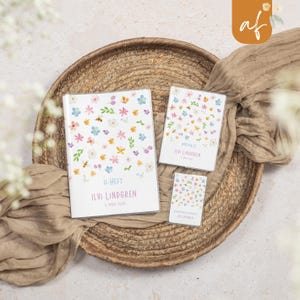 Set U-Heft und Impfpass personalisiert • bunte Blumen • Geschenk zur Geburt Geschenkidee für Babys • Schutzhülle mit Namen• UH 0004h