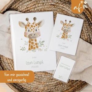 U-heft Set U-Heft und Impfpass personalisiert • Giraffe • Geschenk zur Geburt • Geschenkidee für Babys • Schutzhülle mit Namen • UH 0041