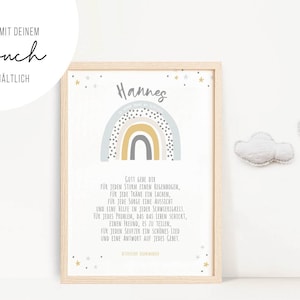 Segenswunsch Taufe •  Taufgeschenk •  Regenbogen Blau • Mädchen Junge • Geschenk • Bild • personalisiert • als Print PDF • PA 0058