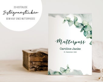 Mutterpasshülle Eukalyptus • personalisiert • Mutterpass • Geschenk • Schwangerschaft