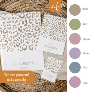 Set U-Heft und Impfpass personalisiert • Leomuster Leopard • Geschenk zur Geburt Geschenkidee für Babys • Schutzhülle mit Namen • UH 0002e