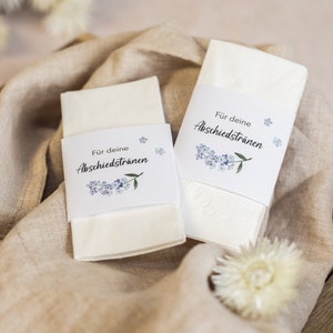 Banderole Abschiedstränen • Beerdigung Mama Papa Oma Opa Sternenkind • Taschentücher für Trauerfeier • Vergissmeinnicht • TK 007