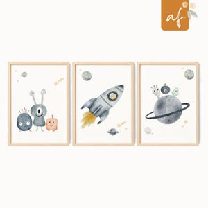 Poster Alien Weltraum • Bild Kinderzimmer • Kinderzimmerbild • Geschenk Mädchen Junge Baby • Tierposter Kinder • A5 A4 A3 Poster • KZ 0051