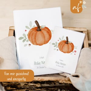 U-heft Set U-Heft und Impfpass personalisiert • Kürbis • Geschenk zur Geburt • Geschenkidee für Babys • Schutzhülle mit Namen • UH 0051