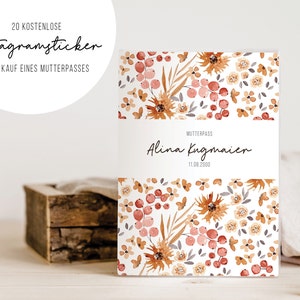 Mutterpasshülle Blumen • Orange Rot • personalisiert • Mutterpass • Geschenk • Schwangerschaft • MU 0004