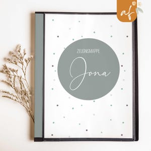 personalisierte Zeugnismappe • Punkte Blau • Geschenkidee Einschulung Schulkind • Junge Mädchen • Mappe für Zeugnisse • SP 0065