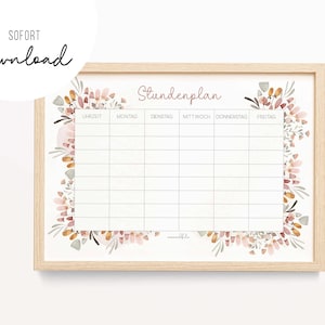 Timetable Flowers • Direct download • Pink Red • Schoolchild • School • Girl Boy • School lessons • Horse girl • SP 0028