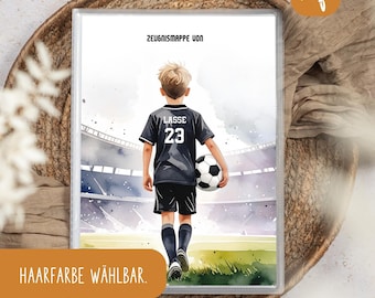 personalisierte Zeugnismappe • Fußball Fußballfan • Geschenkidee Einschulung Schulkind • Junge Mädchen • Mappe für Zeugnisse • SP 0191a