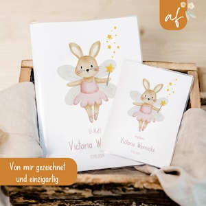 Set U-Heft und Impfpass personalisiert • Hase Fee Elfe • Geschenk zur Geburt • Geschenkidee für Babys • Schutzhülle mit Namen • UH 0032