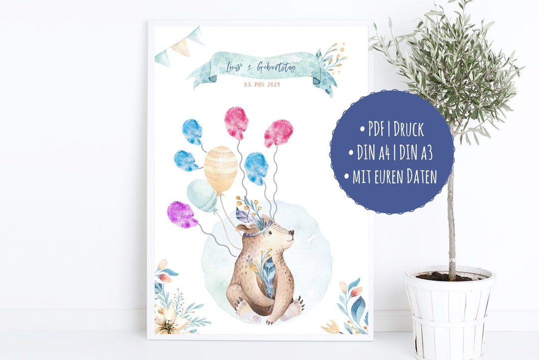 Boho-Bär Babyparty-Hintergrund – 210x150 Cm Vinyl, Mit Sternen & Luftballons
