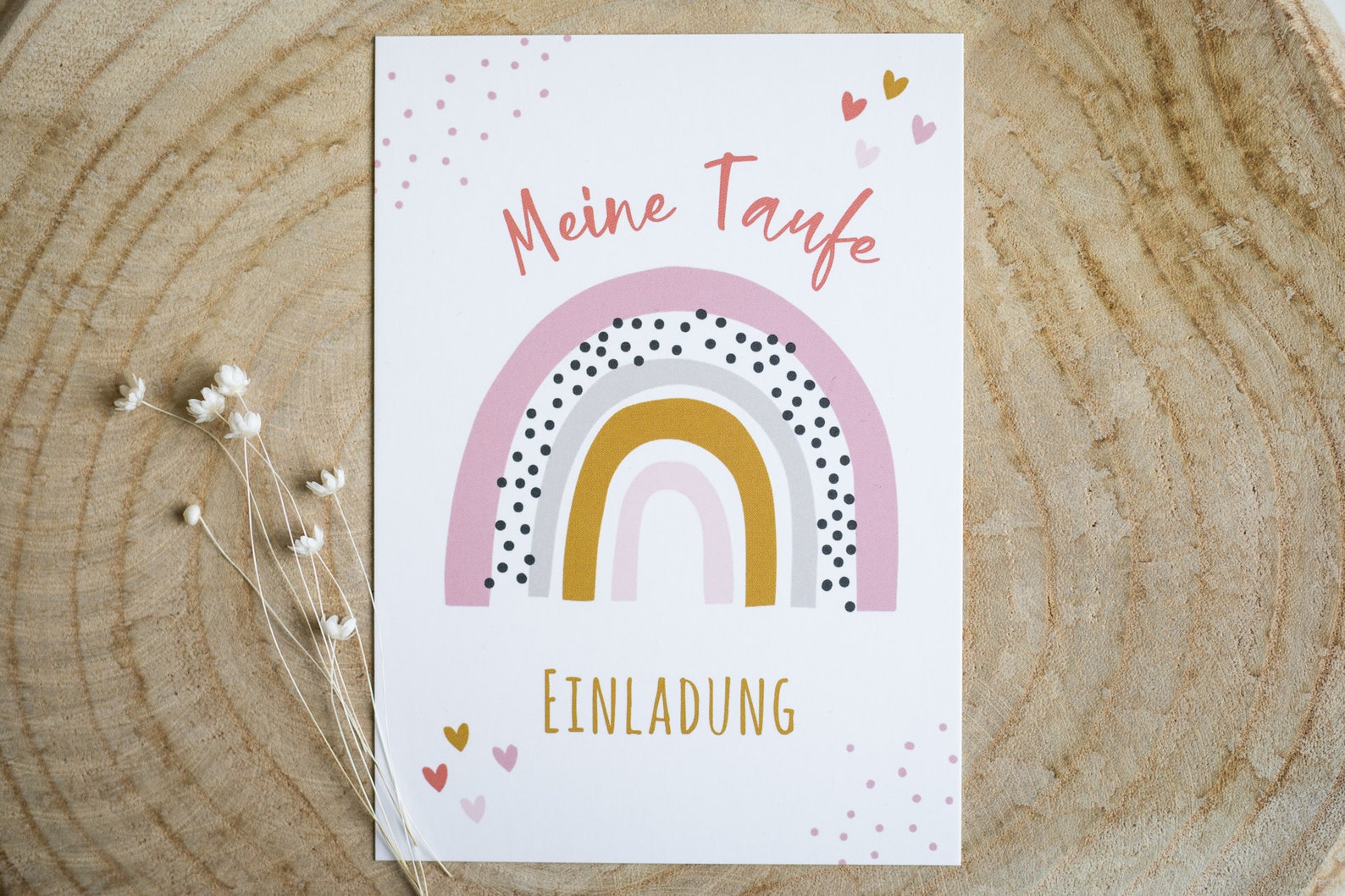 Einladungskarte Einladungen Taufe mit einem Regenbogen Rosa | Etsy