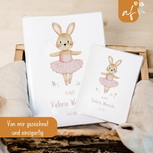 Set U-Heft und Impfpass personalisiert • Hase Ballerina • Geschenk zur Geburt • Geschenkidee für Babys • Schutzhülle mit Namen • UH 0045
