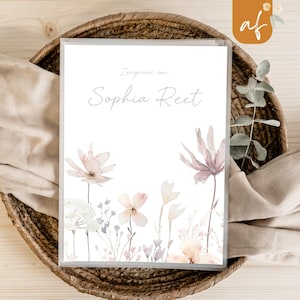 personalisierte Zeugnismappe • Blumen Flieder Rosa • Geschenkidee Einschulung Schulkind • Junge Mädchen • Mappe für Zeugnisse • SP 0190