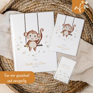 Set U-Heft und Impfpass personalisiert • Affe • Geschenk zur Geburt • Geschenkidee für Babys • Schutzhülle mit Namen • UH 0031
