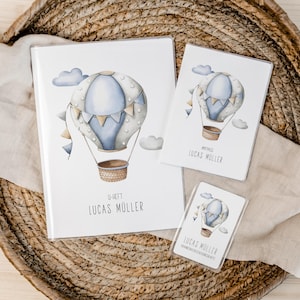 Set U-Heft und Impfpass personalisiert • Heißluftballon • Geschenk zur Geburt • Geschenkidee für Babys • Schutzhülle mit Namen • UH 0016