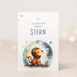 Ballonkarten für die Trauerfeier • DIN A7 • Sternenkind Kinder Löwe • Abschied Beerdigung • Stern • TK 007