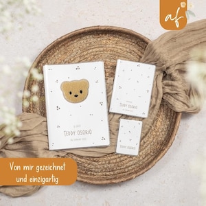 Set U-Heft und Impfpass personalisiert • Bär Teddybär • Geschenk zur Geburt Geschenkidee für Babys • Schutzhülle mit Namen • UH 0003a