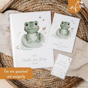 Set U-Heft und Impfpass personalisiert • Frosch • Geschenk zur Geburt • Geschenkidee für Babys • Schutzhülle mit Namen • UH 0012