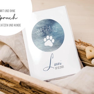 personalisierte Schutzhülle EU-Heimtierausweis Impfpass • Blau • Impfpasshülle • Hund Katze Haustier • HE 0014