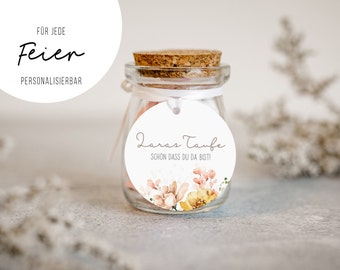 Anhänger Gastgeschenk Blume Gelb Rosa  • Taufe Kommunion • personalisiert • Gastgeschenk Geschenk • optional mit Glas oder Tüte