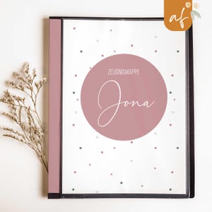 personalisierte Zeugnismappe • Punkte Rosa • Geschenkidee Einschulung Schulkind • Junge Mädchen • Mappe für Zeugnisse • SP 0059