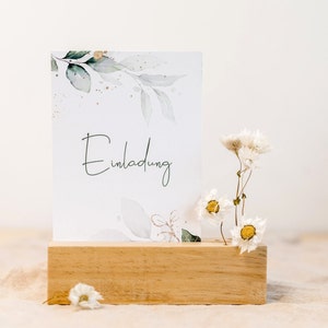 B-Ware • Einladungskarte Taufe • grüne Blätter Gold • Einladung Kommunion Konfirmation Hochzeit • Taufeinladung • Einzeln/Zwillinge • TP 007
